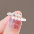 Faux Pearl Rhinestone Alloy Open Ring Ly2505 - White & Gold - One Size