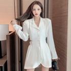 Long-sleeve Plain Open-back Blazer Dress