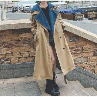 Denim Panel Long Coat