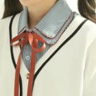 Button-down Stripe Blouse (no Tie) Blue - One Size