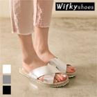 Cross-strap Espadrille Flat Mules
