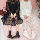 Long Sleeve Embroidered Organza Dress