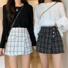 High-waist Tweed Skorts