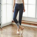 Cuff-hem Stitched Jeans