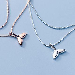 925 Sterling Silver Whale Tail Pendant Layered Necklace