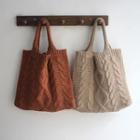 Plain Cable-knit Handbag
