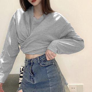 Long Sleeve Tie-back Crop Top