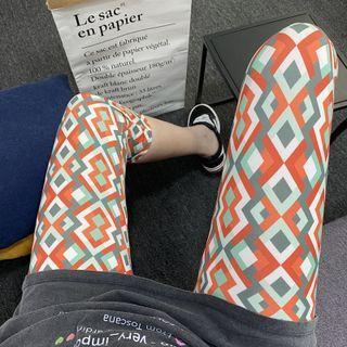 High-waist Printed Skinny Cropped Pants