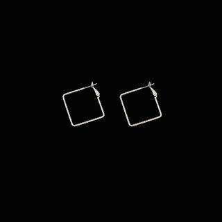 Square Alloy Earring 1 Pair - Silver Pin - Silver - One Size