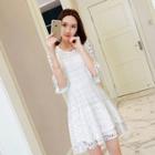 Elbow Sleeve Lace A-line Dress