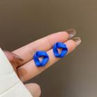 Triangle Alloy Earring 1 Pair - Stud Earring - S925 Silver Needle - Bright Blue - One Size