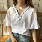 Cross Strap V-neck Short-sleeve Top