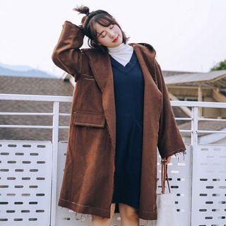 Stitch Detail Hooded Long Coat