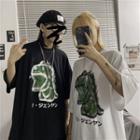 Couple Matching Elbow-sleeve Dragon Print T-shirt