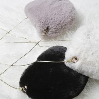 Metal-strap Faux-fur Cross Bag
