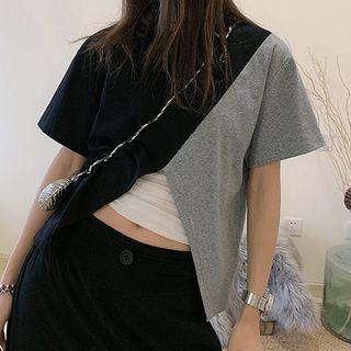 Short-sleeve Paneled Cutout T-shirt