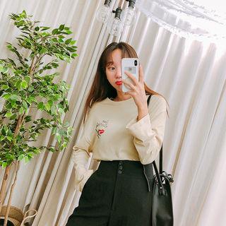 Lips Print Long-sleeve T-shirt