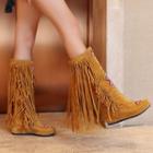 Fringed Embroidered Tall Boots