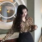 Leopard Printed Long-sleeve Shirt As Figure - One Size