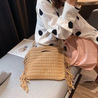 Fringed Woven Crossbody Bag