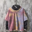Tie-dyed Mock Two-piece Pullover