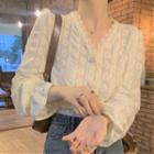 Floral Lace Blouse Off-white - One Size