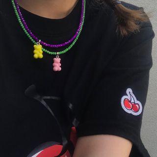 Bear Pendant Bead Necklace