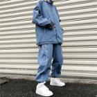 Set: Lettering Jacket + Harem Sweatpants
