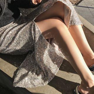 Sequined Midi A-line Skirt