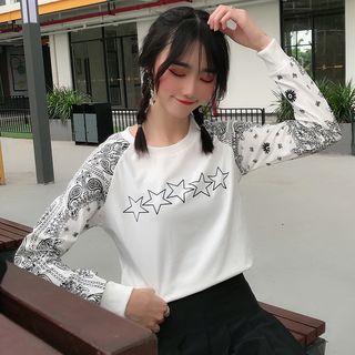 Star & Paisley Print Pullover
