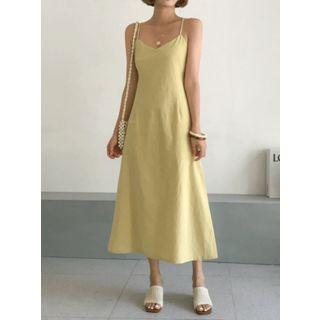 V-neck Spaghetti-strap Maxi Flare Dress
