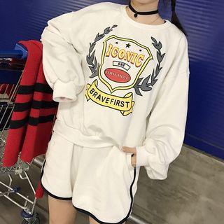 Set : Print Sweatshirt + Piped Shorts