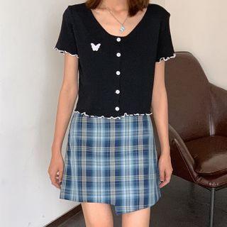 Plaid Skirt High-waist A-line Skirt