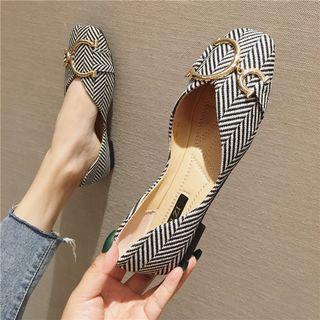 Chevron Square Toe Faux Leather Flats