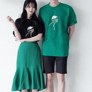 Couple Matching Picture Print Short-sleeve Shirt / Shorts