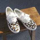 Leopard-panel Faux-leather Sneakers