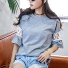 Perforated Elbow Sleeve T-shirt