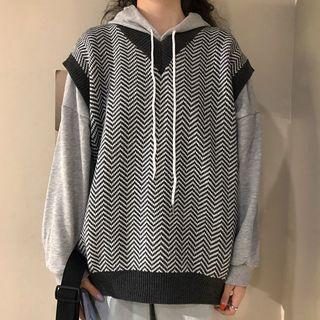 Chevron Striped Knit Vest