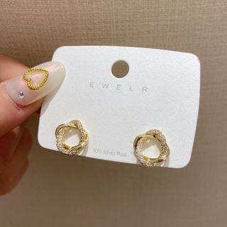 Rhinestone Hoop Earring 1 Pair - Re2580 - One Size