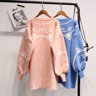 Cat Pattern Long Sweater
