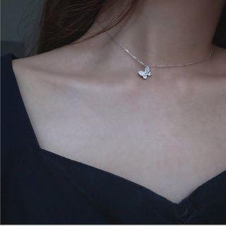 Rhinestone Butterfly Pendant Choker 1 Pc - As Shown In Figure - One Size