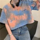 Tie-dye Short-sleeve Cropped Top