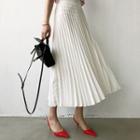 Zip-side Long Accordion-pleat Skirt