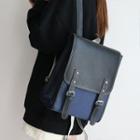 Two Tone Buckled Backpack