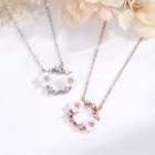 Flower Shell Rhinestone Pendant Sterling Silver Necklace