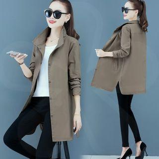 Long-sleeve Single-breasted Plain Coat