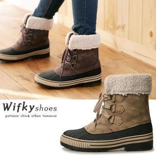Fleece-trim Lace-up Ankle Boots