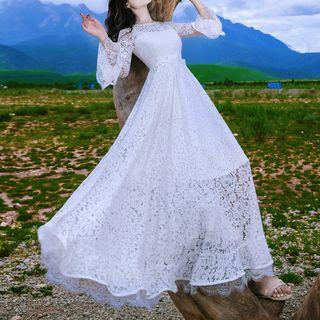 3/4-sleeve Lace Maxi Sun Dress