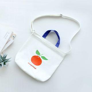 Printed Canvas Shopper Bag With Shoulder Strap