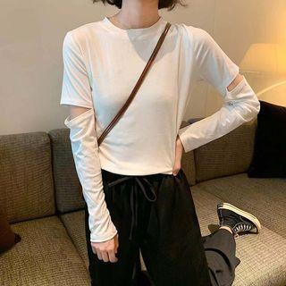 Cutout Long-sleeve T-shirt / Wide-leg Pants
